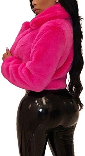 RAMOUG Womens Winter Outerwear Faux Fur Long Sleeve Crop Jac...