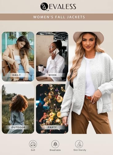 EVALESS Bomber Jackets for Women Spring Fashion 2025 Cute Ja...
