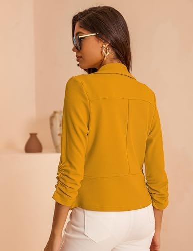 Women's 3/4 Sleeve Cropped Blazer Lightweight Open Front Car...