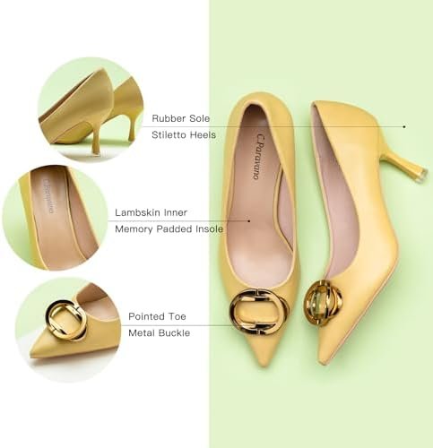 C.Paravano Women's Square Buckle Stiletto Pumps-Professional...