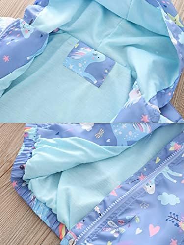 Girls Cartoon Unicorn Jackets Spring Zip Kids Hooded Flaming...