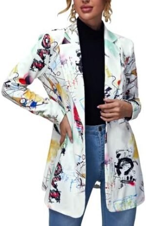 Floerns Women's Casual Long Sleeve Graphic Colorful Blazer W... Floerns Women's Casual Long Sleeve Graphic Colorful Blazer W...