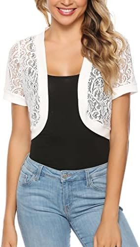 Totatuit Womens Short Bolero Shrugs for Dresses Open Front S...