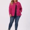 uxcell Women's Plus Size Jean Jacket Stitching Button Front ...