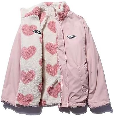 Sumleno Women's Fleece Sherpa Jackets Reversible Kawaii Hear...