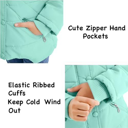 FARVALUE Girls' Winter Coats Fur Hooded Warm Puffer Jacket C...