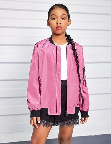 Arshiner Girls Bomber Jacket Casual Coat Zip Up Outerwear wi...