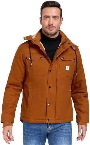 CHEXPEL Mens Fall and Winter Utility Jacket Relaxed Fit Work...