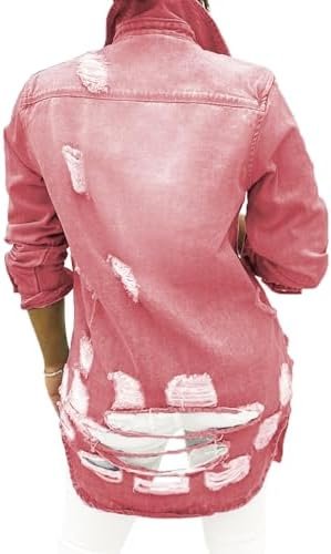 sexycherry Denim Jacket for Women Long Sleeve Classic Trucke...