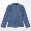 IBAKOM Denim Blazer Suit for Women Notch Collar One Button O...