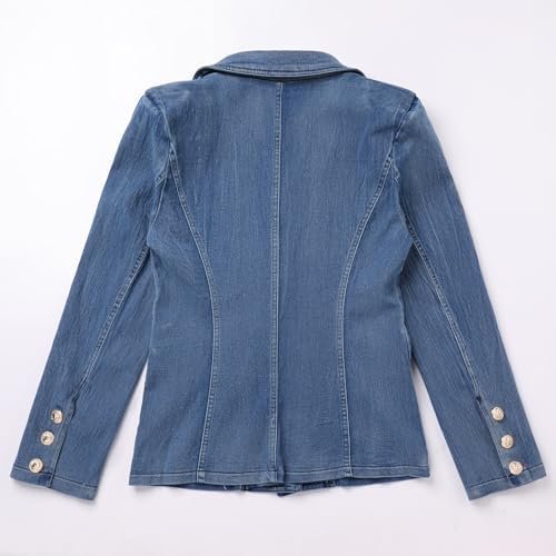 IBAKOM Denim Blazer Suit for Women Notch Collar One Button O...