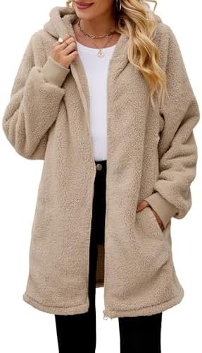 ReachMe Womens Fleece Zip Up Jacket with Pockets Oversized L... ReachMe Womens Fleece Zip Up Jacket with Pockets Oversized L...