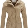 WenVen Women's Casual Military Jacket Cotton Stand Collar Ut...