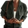 Kwoki Women's Corduroy Jackets Casual Long Sleeve Button Dow...