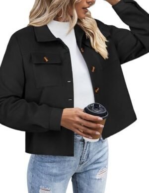 Zeagoo Flannels for Women Cropped Shacket Jacket Fashion Pla... Zeagoo Flannels for Women Cropped Shacket Jacket Fashion Pla...