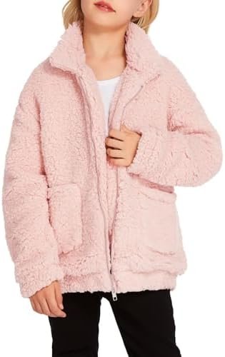 Arshiner Girls Full Zip Fleece Jacket Sherpa Outwear Coat Fa...