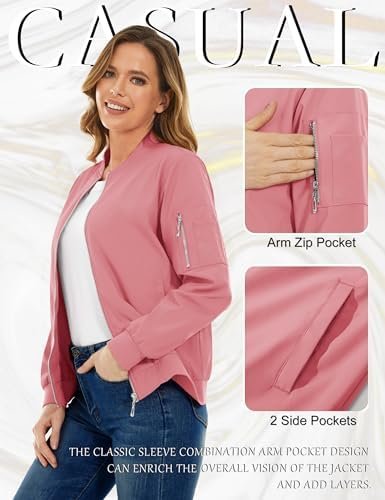TACVASEN Women's Bomber Jackets Lightweight Casual Jacket Fu...