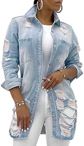 sexycherry Denim Jacket for Women Long Sleeve Classic Trucke... sexycherry Denim Jacket for Women Long Sleeve Classic Trucke...