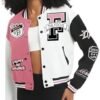 COZYPOIN Women's Varsity Jacket Cropped Letterman Jacket Lig...