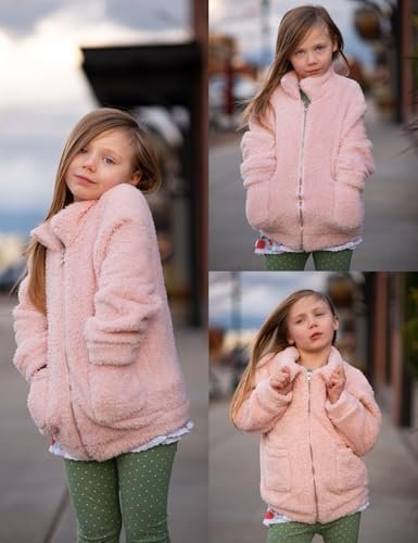 Arshiner Girls Full Zip Fleece Jacket Sherpa Outwear Coat Fa...