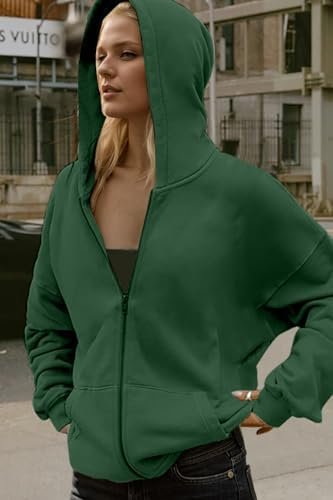 Oversized Zip Up Hoodies for Women Men Fleece Drop Shoulder ...