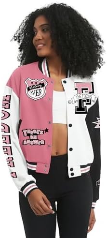 COZYPOIN Women's Varsity Jacket Cropped Letterman Jacket Lig...