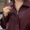 Women's Faux Leather Jackets Long Sleeve Zipper Oversized Mo...