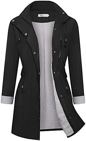 Twinklady Rain Jacket Women Windbreaker Striped Climbing Rai...