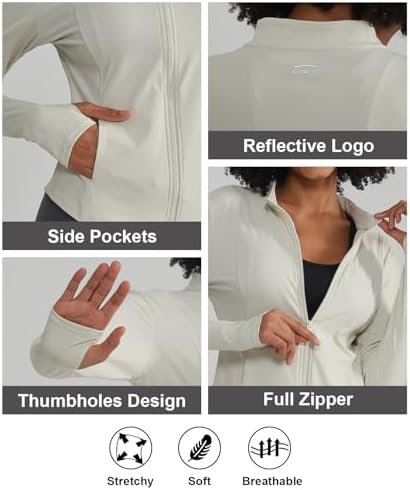 ALONG FIT Full Zip Workout Jacket for Women with Pockets - Y...