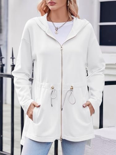 Fisoew Women's Zip Up Hoodie Sweatshirts Oversized Long Slee...