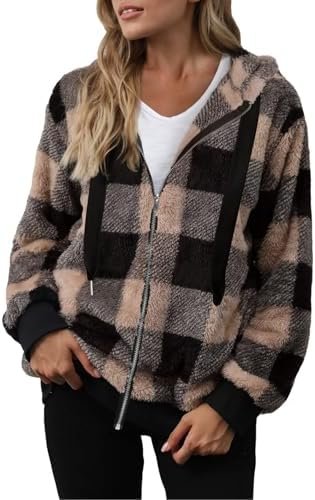 Nirovien Womens Sherpa Jacket Fuzzy Zip Up Hoodie Oversized ...