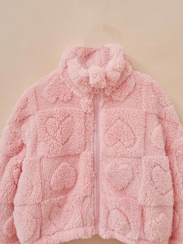 Verdusa Toddle Girls Sherpa Jacket Zip Up Fuzzy Fleece Jacke...