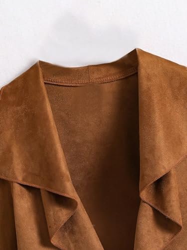 SweatyRocks Girl's Long Sleeve Collar Open Front Coat Asymme...