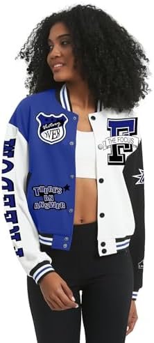 COZYPOIN Women's Varsity Jacket Cropped Letterman Jacket Lig...