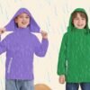 WICKHAM Boys Girls Waterproof Rain Jacket Detachable Hood Li...