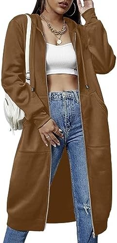 ELESOL Women Casual Zip up Fleece Hoodies Tunic Sweatshirt L... ELESOL Women Casual Zip up Fleece Hoodies Tunic Sweatshirt L...