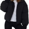 UANEO Puffer Jacket Womens Oversized Cropped Puffy Quilted W...