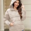 Womens's Lightweight Down Coat Long Sleeve Button Quilted Pu...