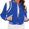 Fooullaide Womens Cropped Varsity Jacket Letterman Bomber Sh...