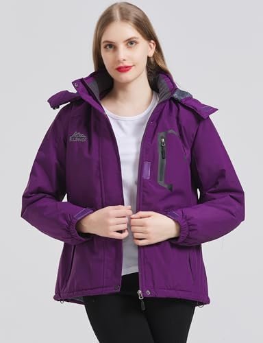 ELLSWOS Womens Winter Coats Waterproof Ski Jacket Warm Snow ...