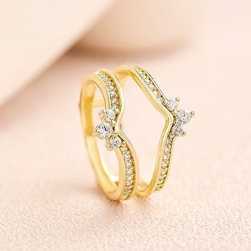 SHELOVES Crown Wedding Ring Guard Enhancers Round Cubic Zirc...