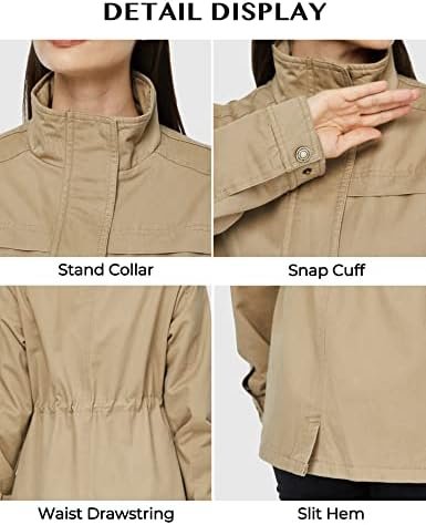 WenVen Women's Casual Military Jacket Cotton Stand Collar Ut...