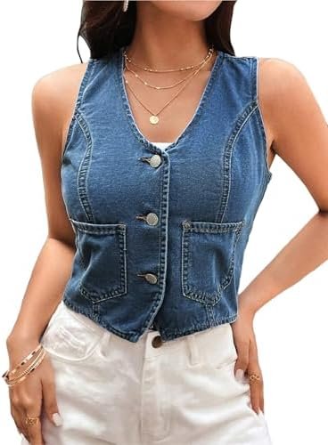 2025 Summer Women's Denim Jean Sleeveless Vest Tops Jackets ...