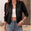 Verdusa Women's See Through Bomber Jacket Zip Up Long Sleeve...