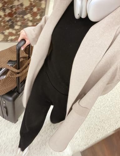 Hooever Women's Long Cardigan Wool Coat Open Front Pockets W...