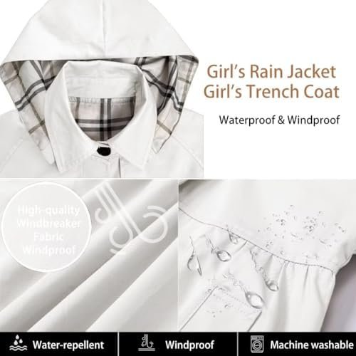 Betusline Girl's Rain Jackets Lightweight Waterproof Hooded ...