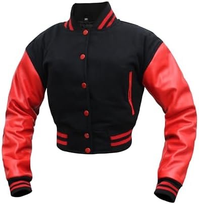 Cropped Jacket Varsity Letterman Crop Jackets for Women Wool...