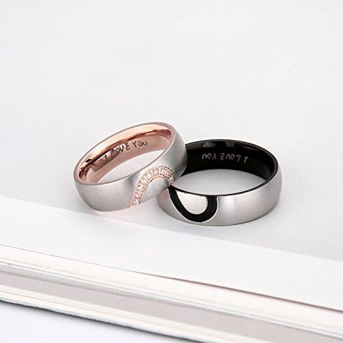 ANAZOZ His & Hers Real Love Heart Promise Ring Stainless Ste...