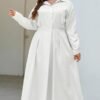 Womens Elegant High Waist Shirt Dress Cotton Linen Elastic L...
