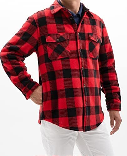 ZENTHACE Men's Warm Sherpa Lined Fleece Plaid Flannel Shirt ...
